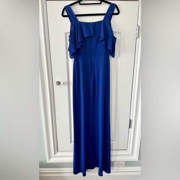 BCBGMaxazria Royal Blue Ruffle Shoulder Gown Size 2 - Picture 3 of 3